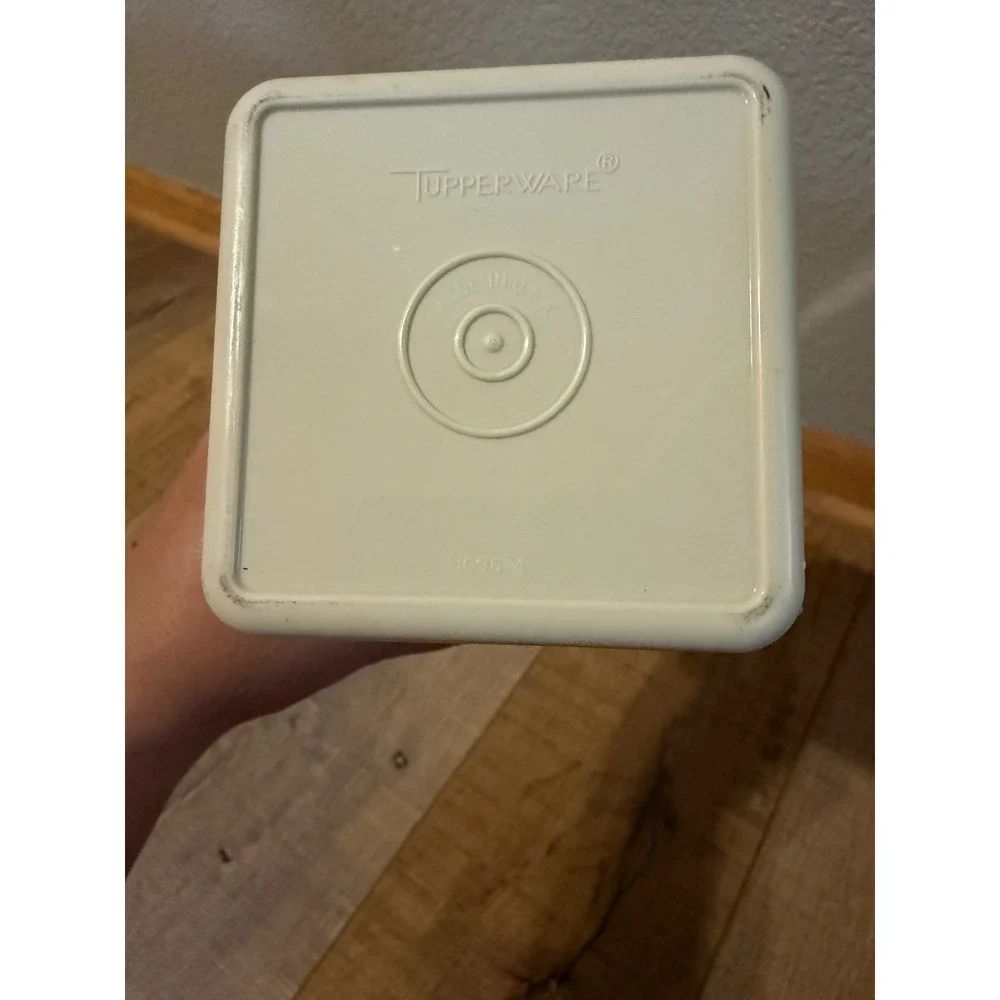 Tupperware Vintage Cheese Keeper Almond Cream 1696-4 Sliding Tray Container USA